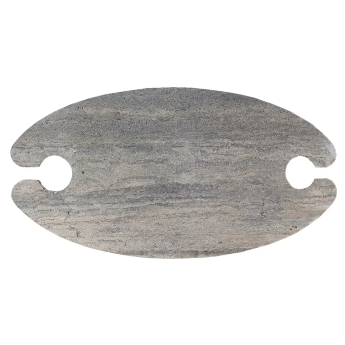 Silver Travertine Vein-Cut Coffee Table with Conic Legs Honed