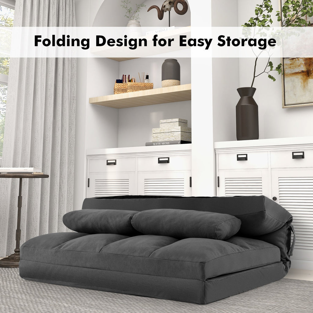 Floor Sofa Bed with 6 Positions Adjustable Backrest Skin-friendly Velvet Cover