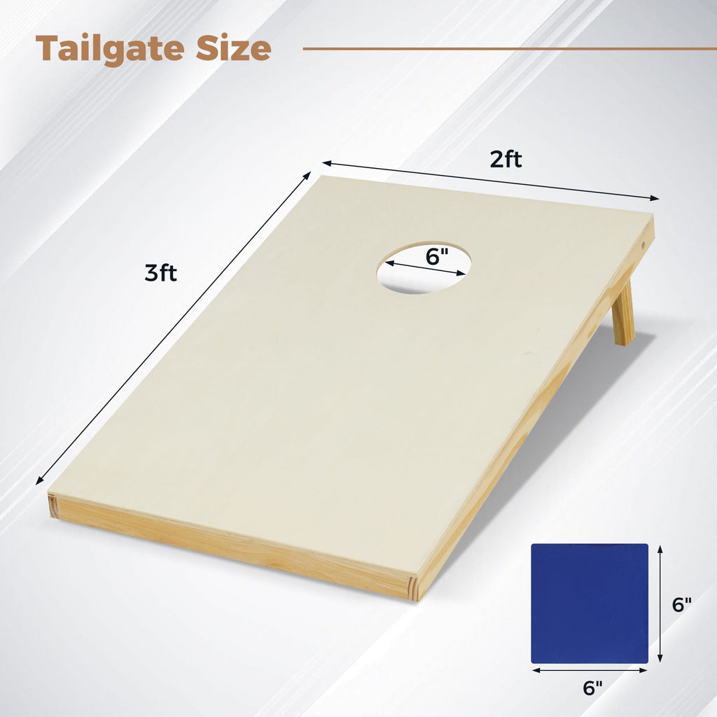 Solid Wood Cornhole Board Set Portable Corn Hole Game Board Includes 8 Bean Bags