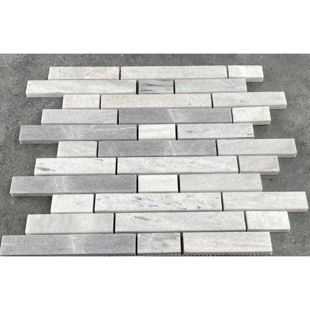 White Marble Strip Liner Mosaic Tile 12x12 - Honed Finish
