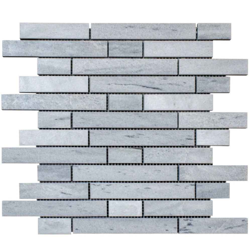 White Marble Strip Liner Mosaic Tile 12x12 - Honed Finish
