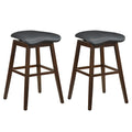 Swivel Bar Stools Set of 2 with Padded Contoured Seat and Footrest-Black & Brown