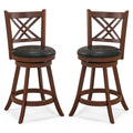 360¬∞ Swivel Upholstered Barstools Set of 2 with Back and Footrest