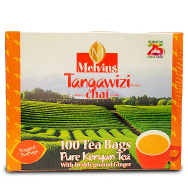Melvins Tangawizi (Ginger) Chai - 100 Tea Bags, Pure Kenyan  Ginger Tea