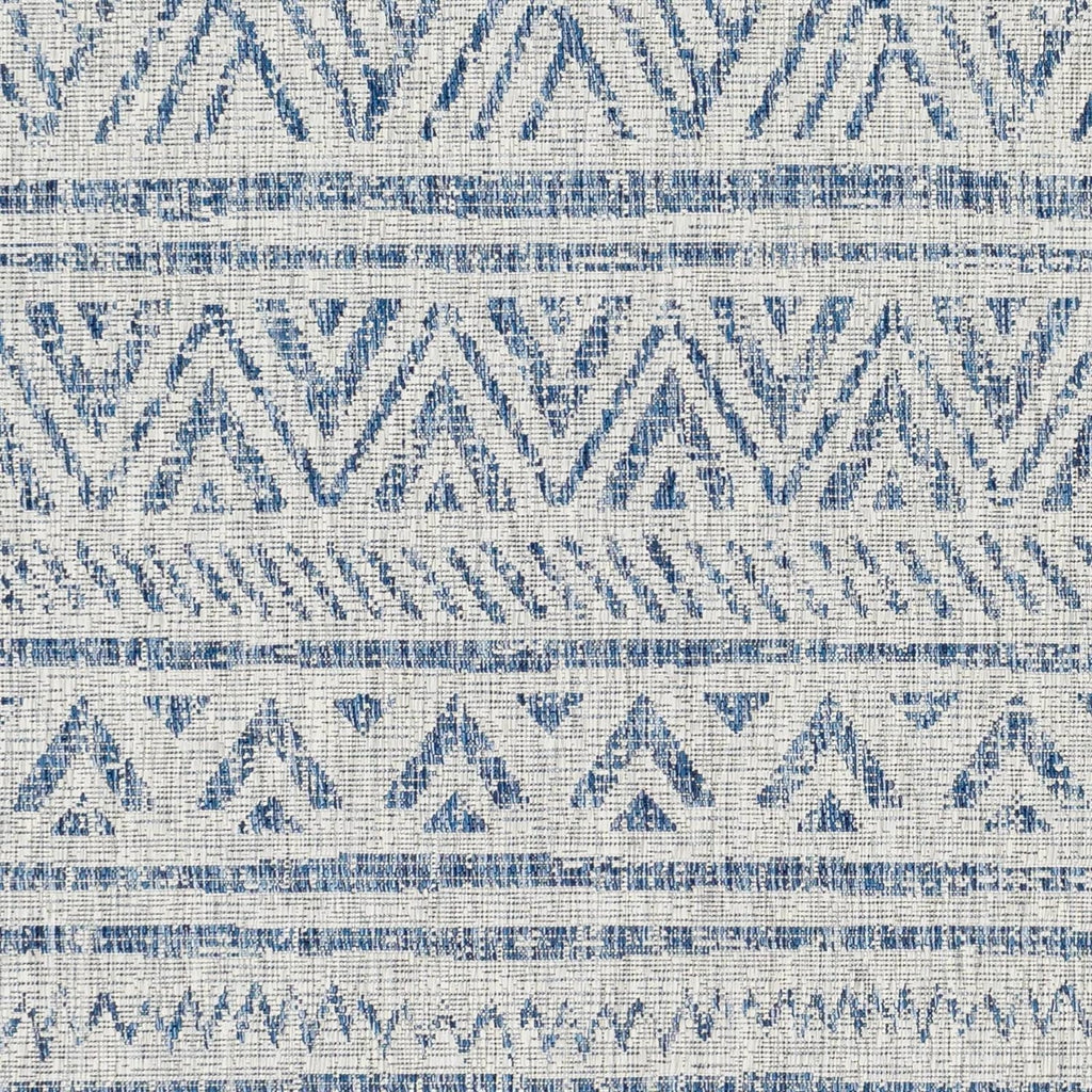 2 ft. x 3 ft. Blue Grey Chevron Coastal Boho Style Indoor Outdoor Area Rug