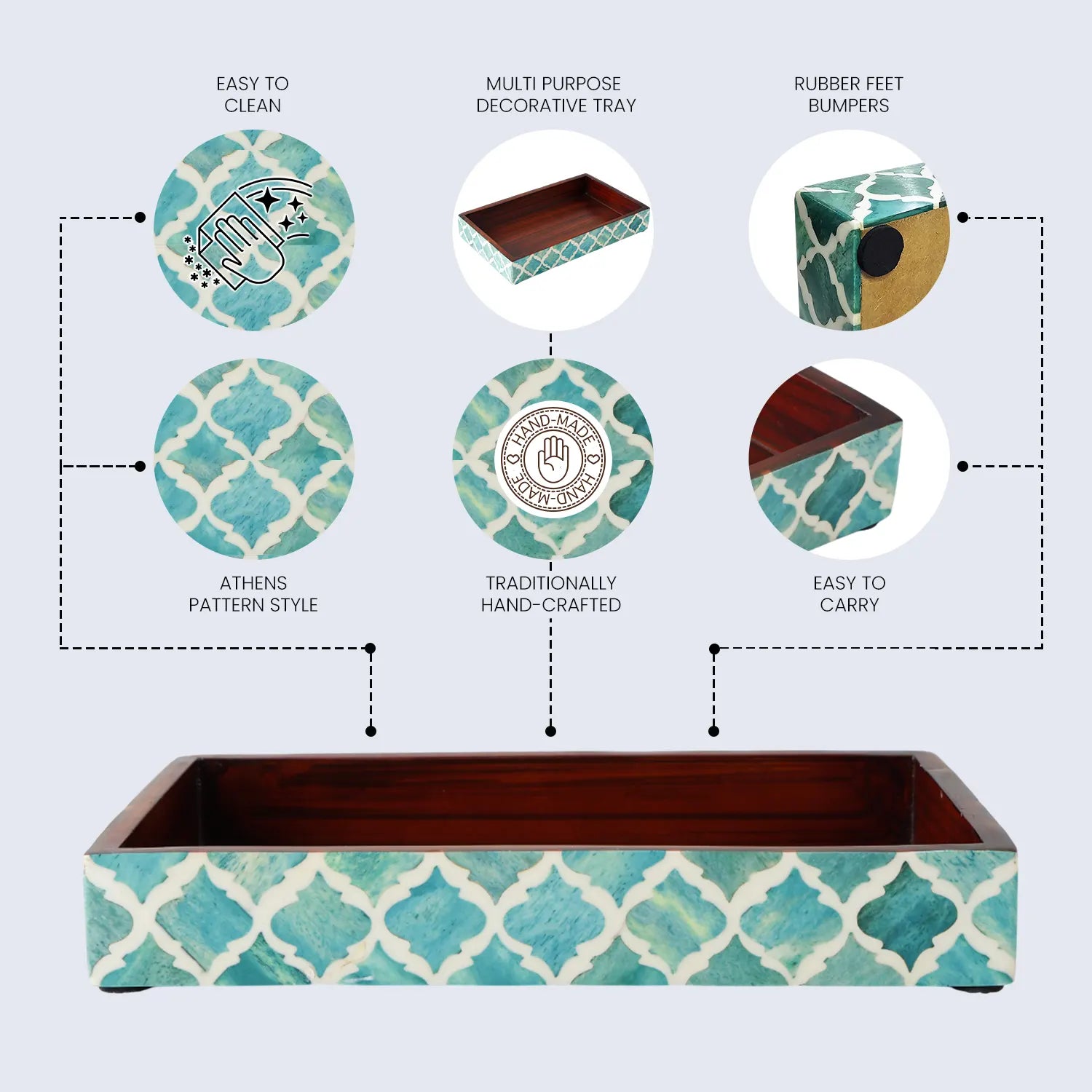 Moroccan Bone Inlay Vanity Decorative Bathroom Tray 10x6