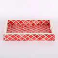 Decorative Moroccan Pattern Tray – Red & White, Available in 3 Sizes