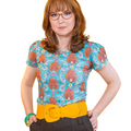 Cheeky Monkeys Tulip Sleeve Tee in Blue Hawaiian