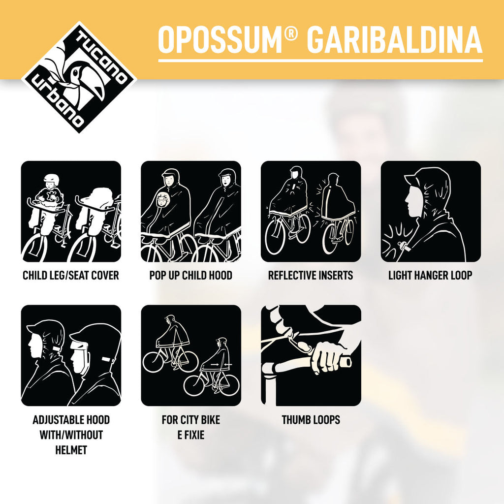 Tucano Urbano -  Bicycle Rain Cape - GARIBALDINA OPOSSUM® - Dove–Grey