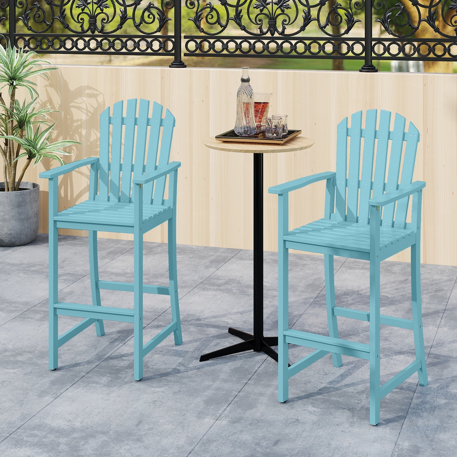 Tall Adirondack Chair with Armrests and Footrest for Deck