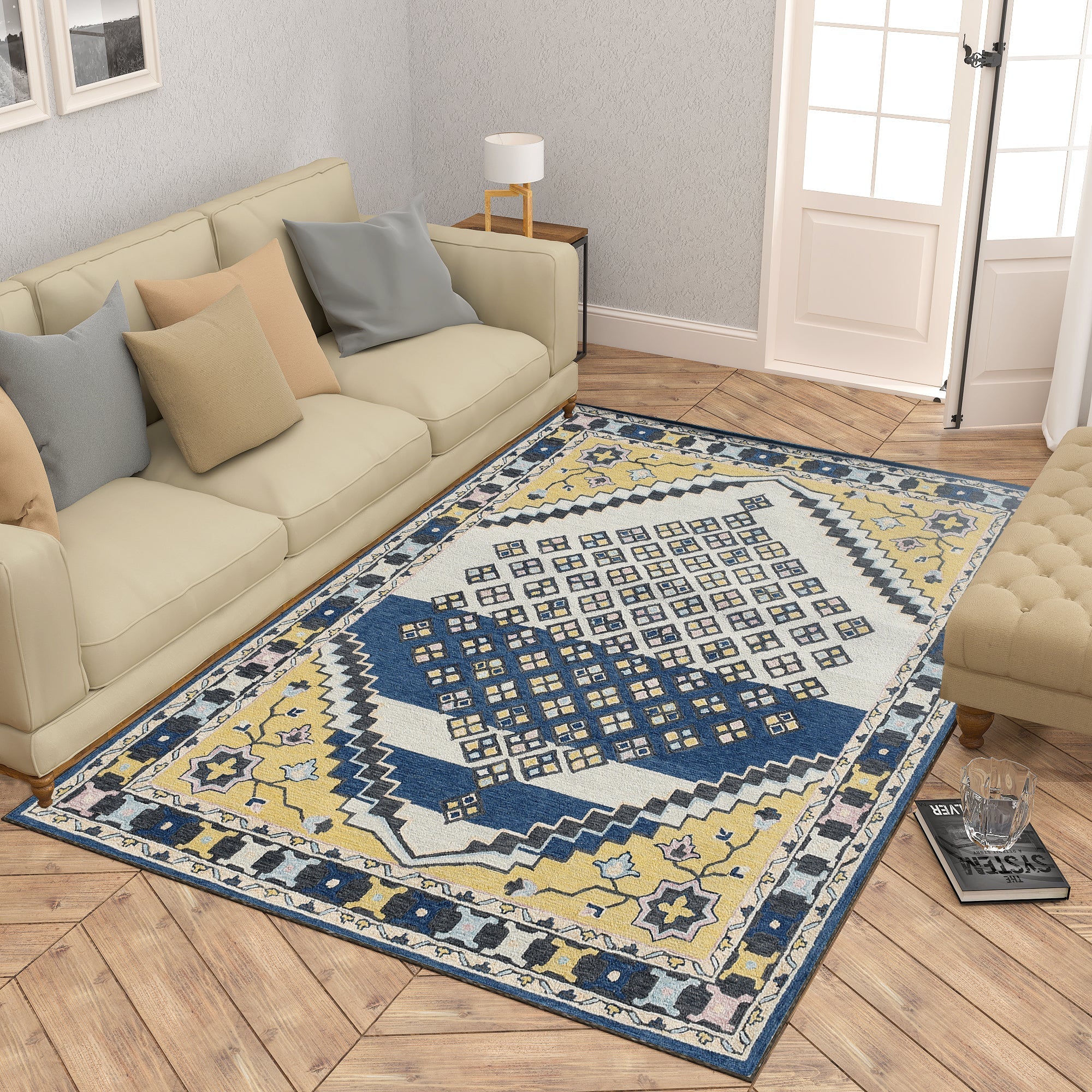 Premium Hand-Tufted Rug Made of 100% Wool  - Tatar Folk - 3x5 Feet