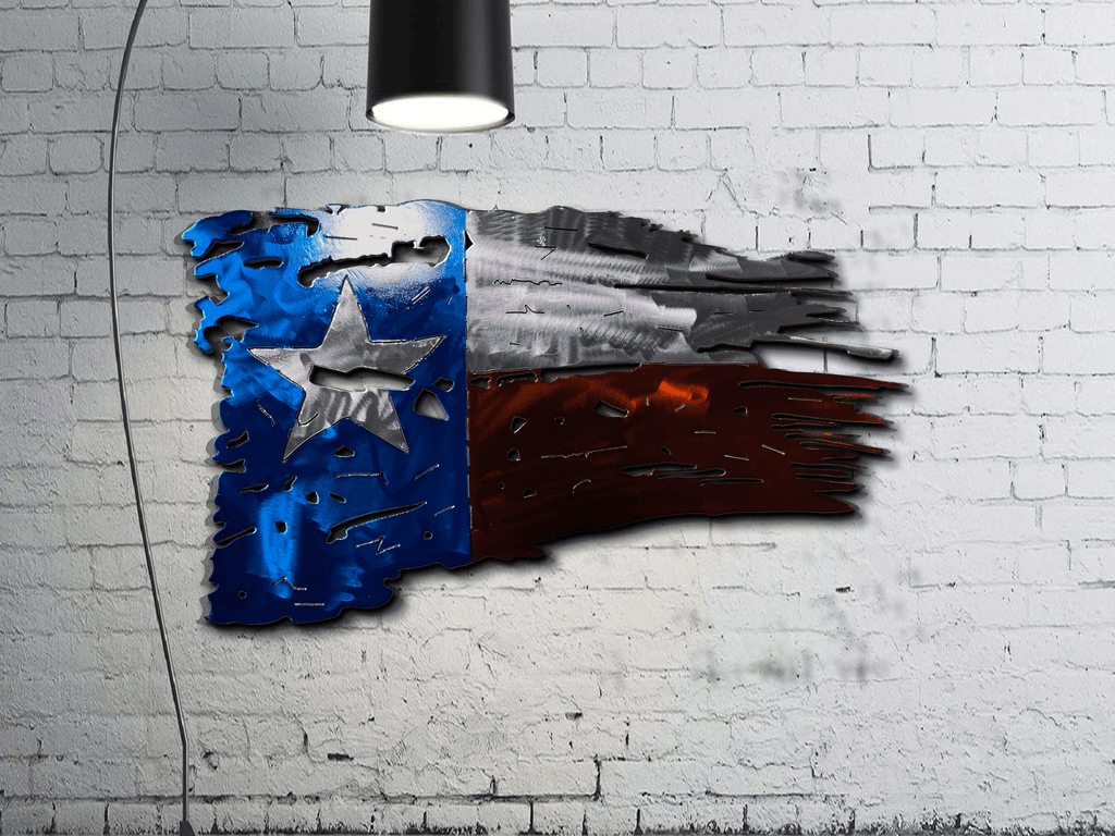 Tattered Texas Flag Metal Wall Art - Custom Steel Home Decor