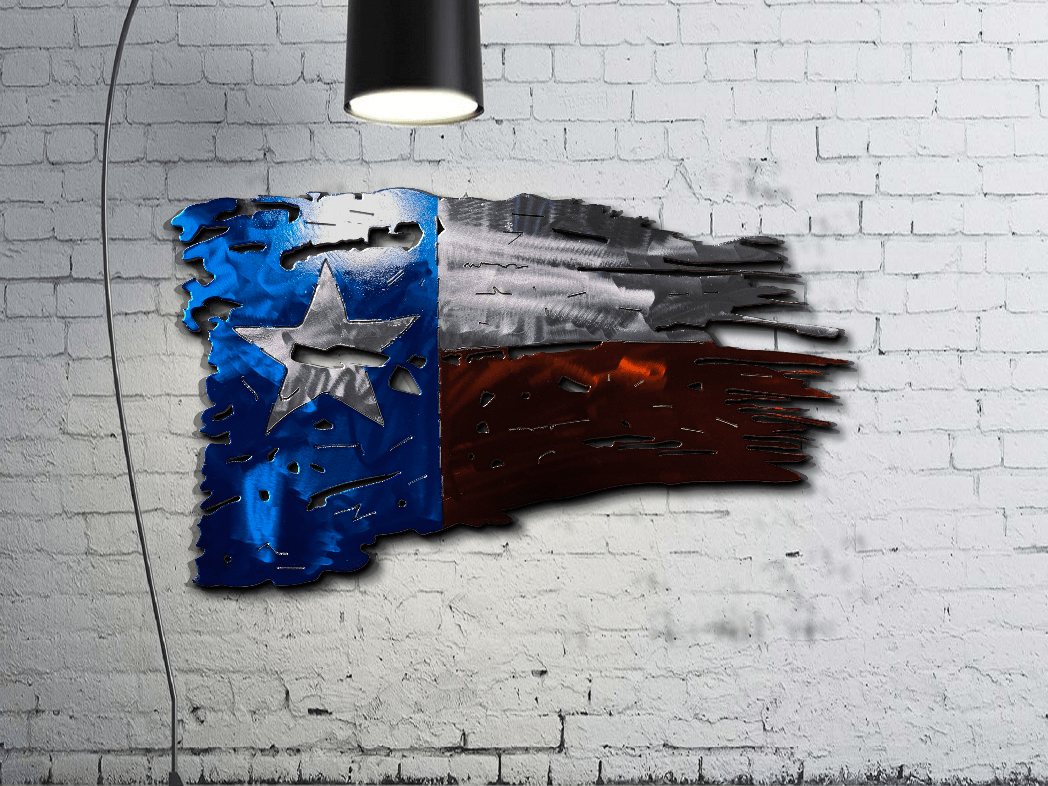 Tattered Texas Flag Metal Wall Art - Custom Steel Home Decor