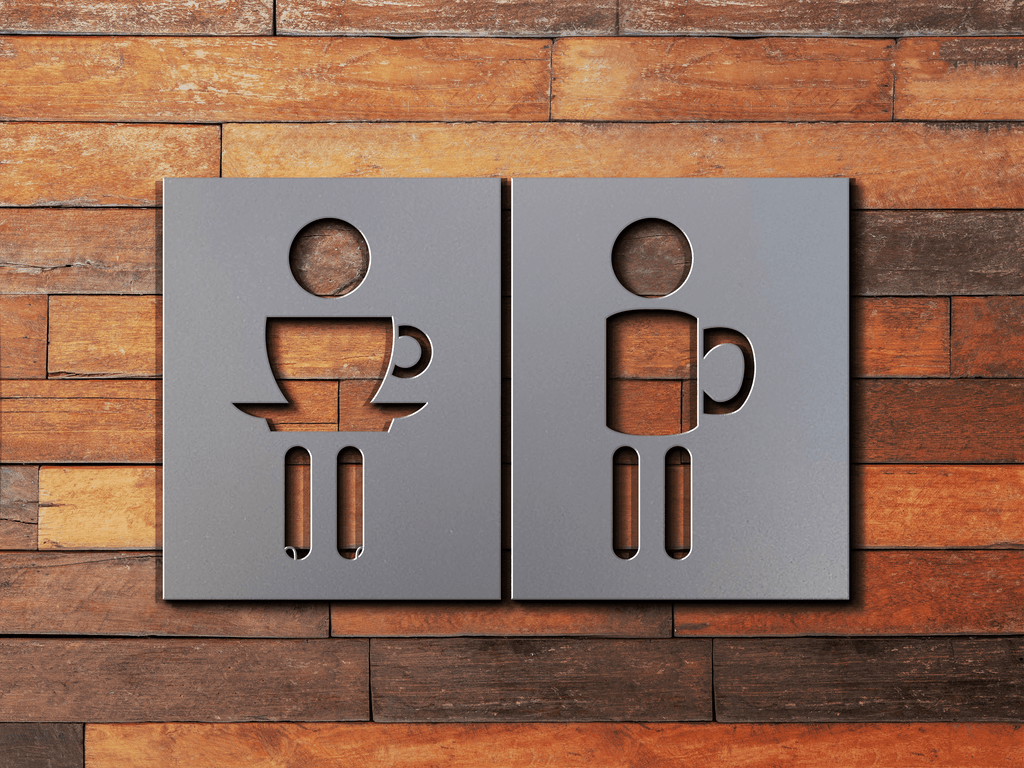 Restroom Sign Bathroom Sign Men Women Cup