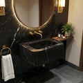 Black Marble Handcrafted Rectangular Sink - Wall-Mount Polished 12x19x7
