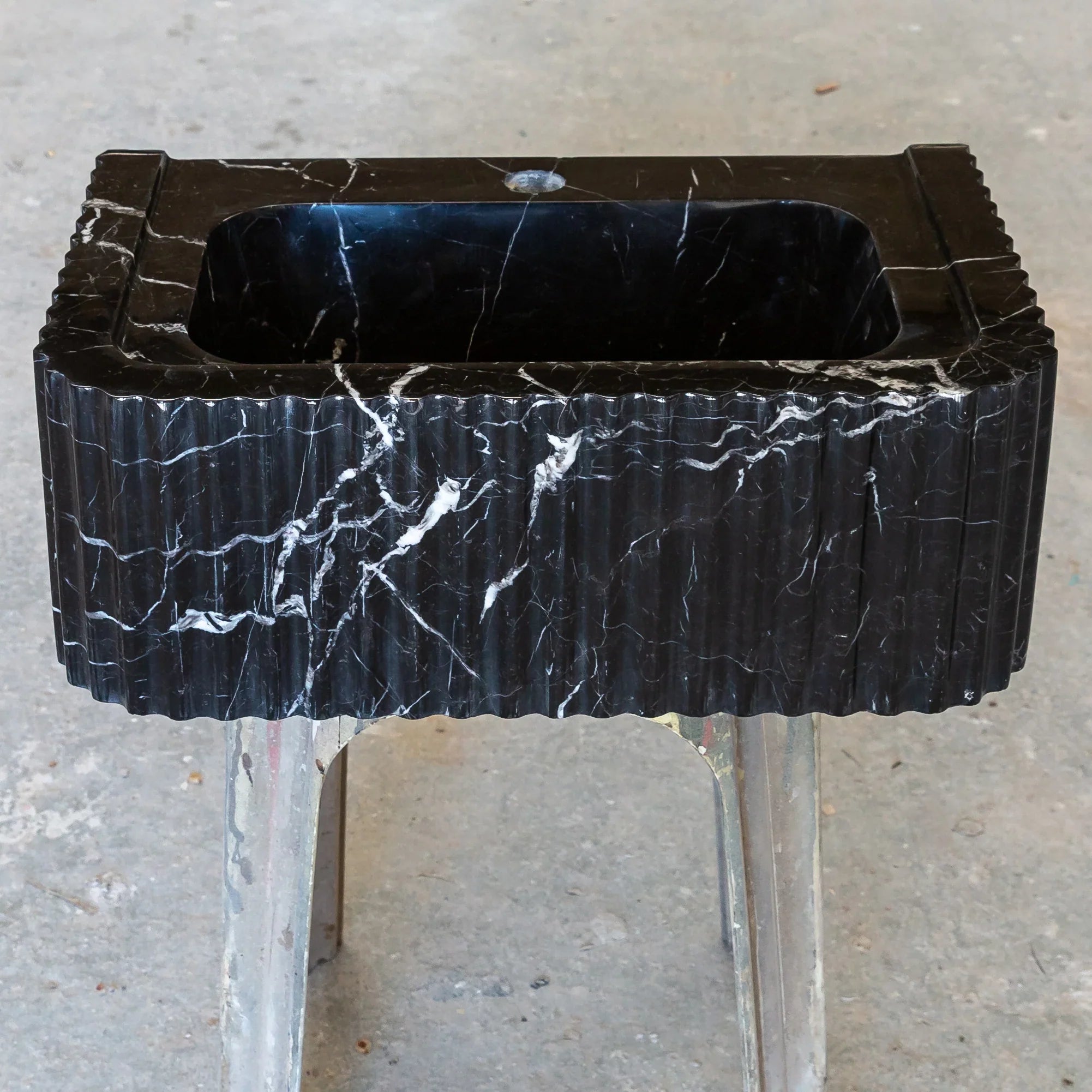 Black Marble Handcrafted Rectangular Sink - Wall-Mount Polished 12x19x7