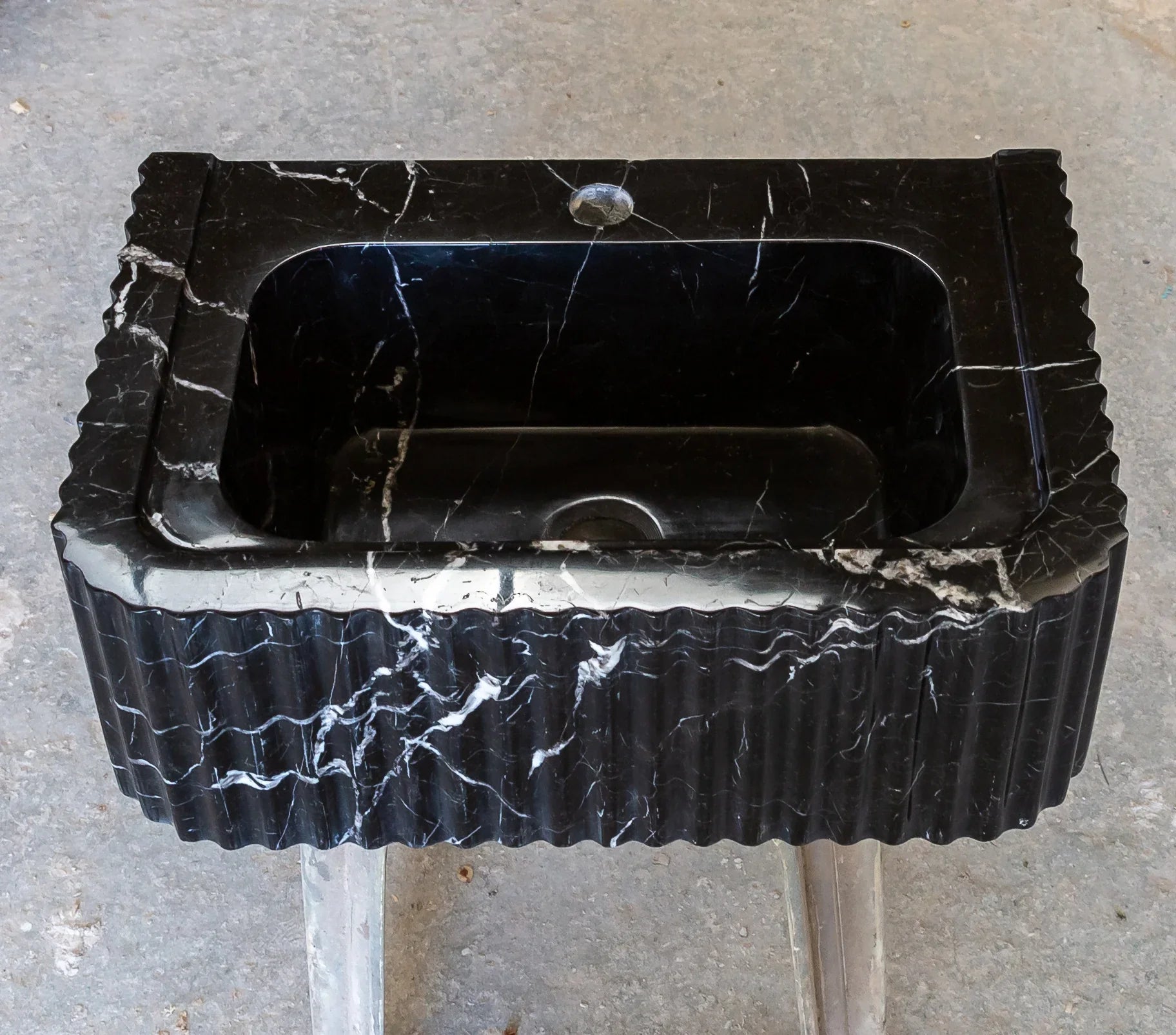 Black Marble Handcrafted Rectangular Sink - Wall-Mount Polished 12x19x7