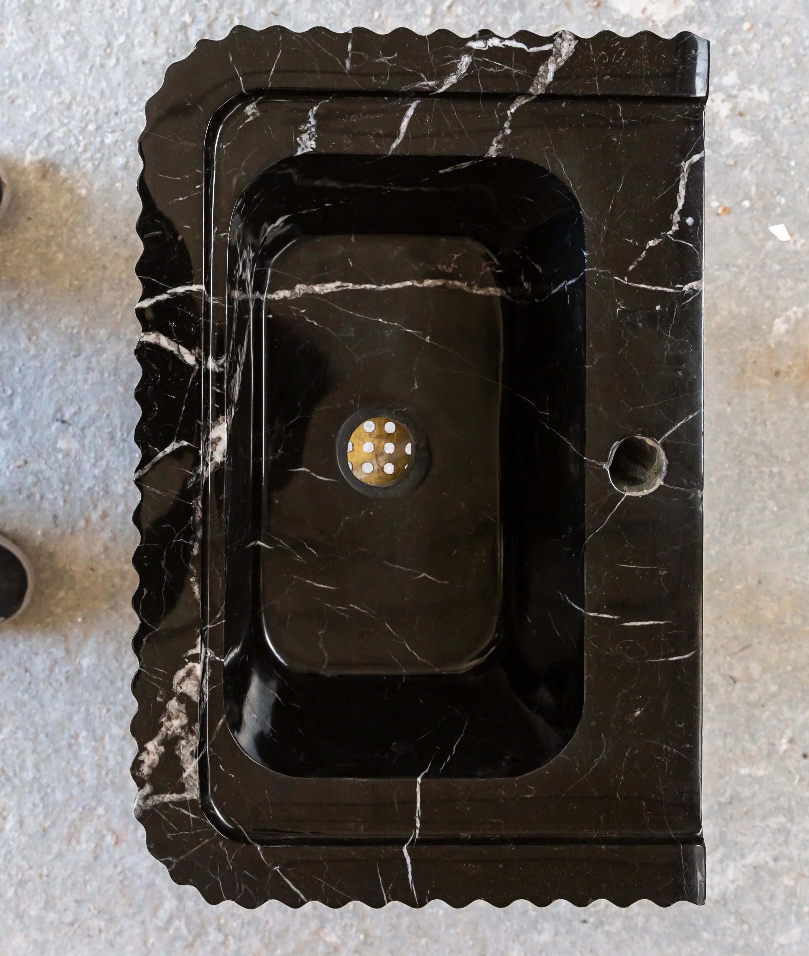 Black Marble Handcrafted Rectangular Sink - Wall-Mount Polished 12x19x7