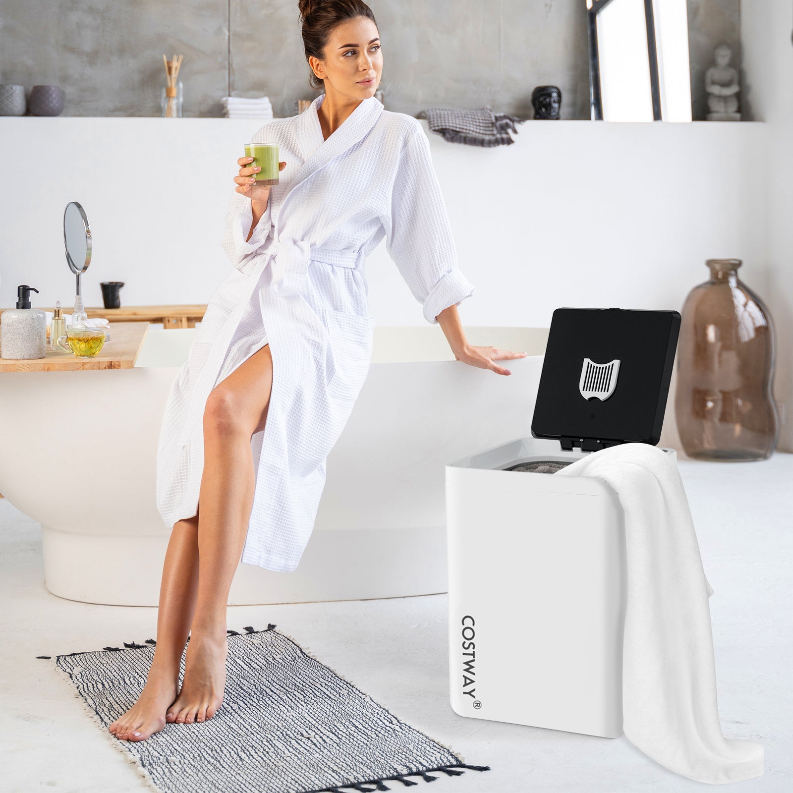 23L Large Towel Warmer Bucket with Timer and Overheat Protection-White