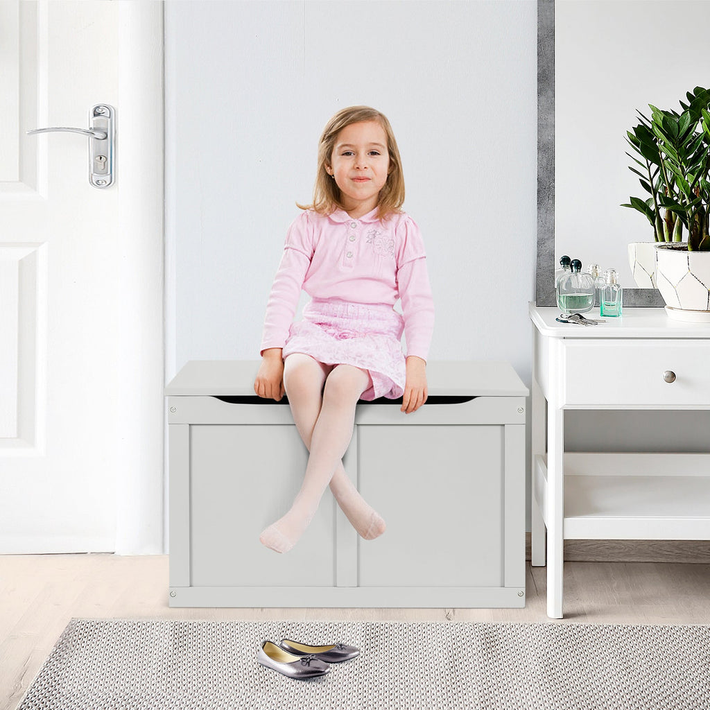 Safety Hinge Wooden Chest Organizer Toy Storage Box