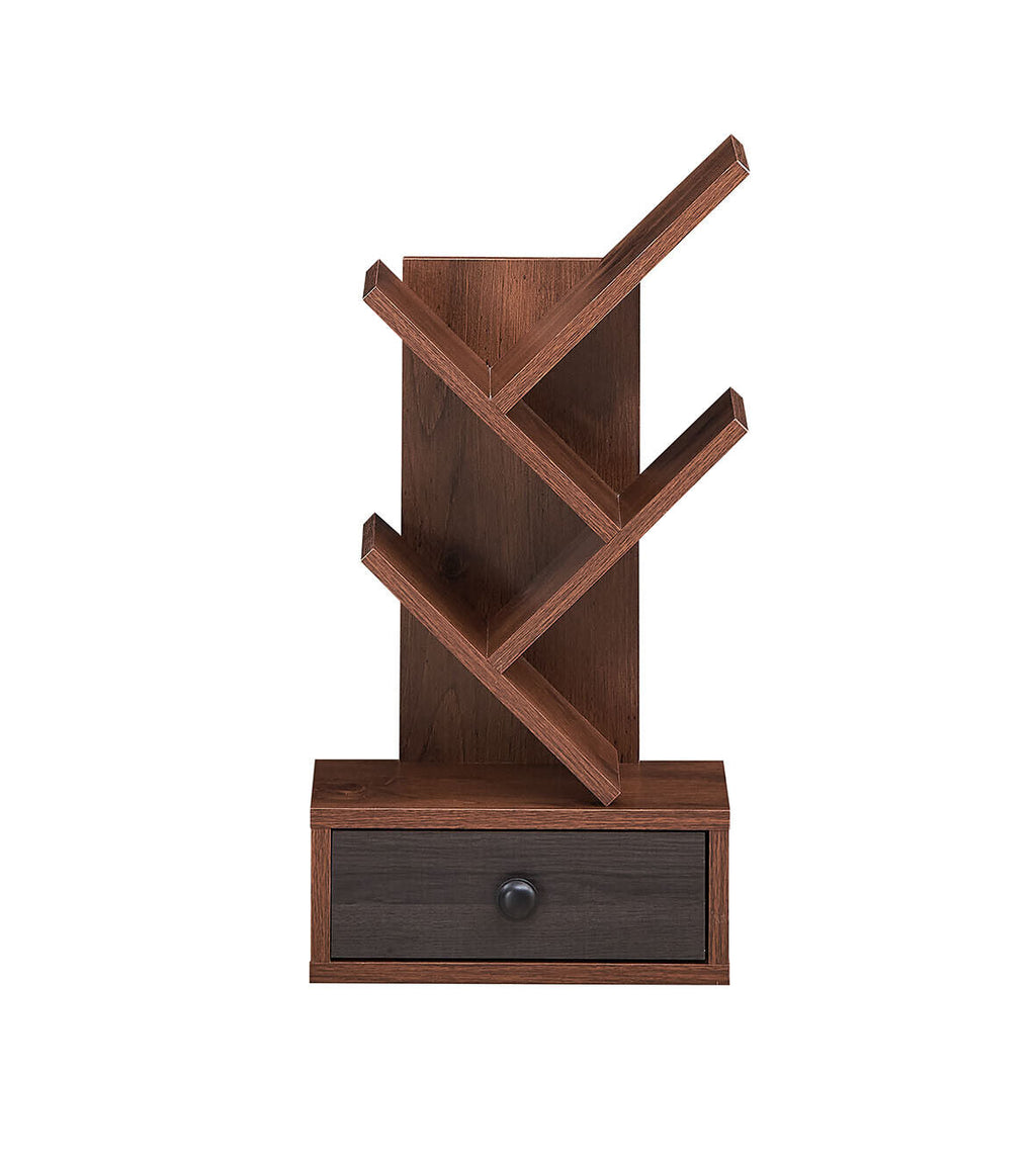 5-Tier Floor Standing Tree Bookcase with Drawer