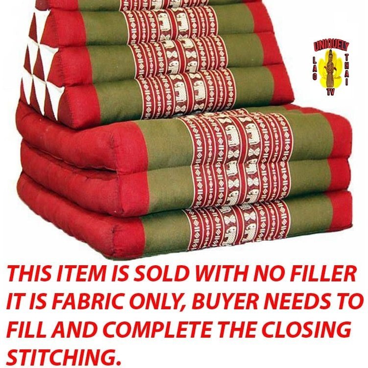 Triangle Pillow with 3 Pads Red Pea Green White Elephant No Fill