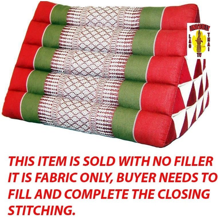 Triangle Pillow - Red, Pea Green, White with Wheat No Fill