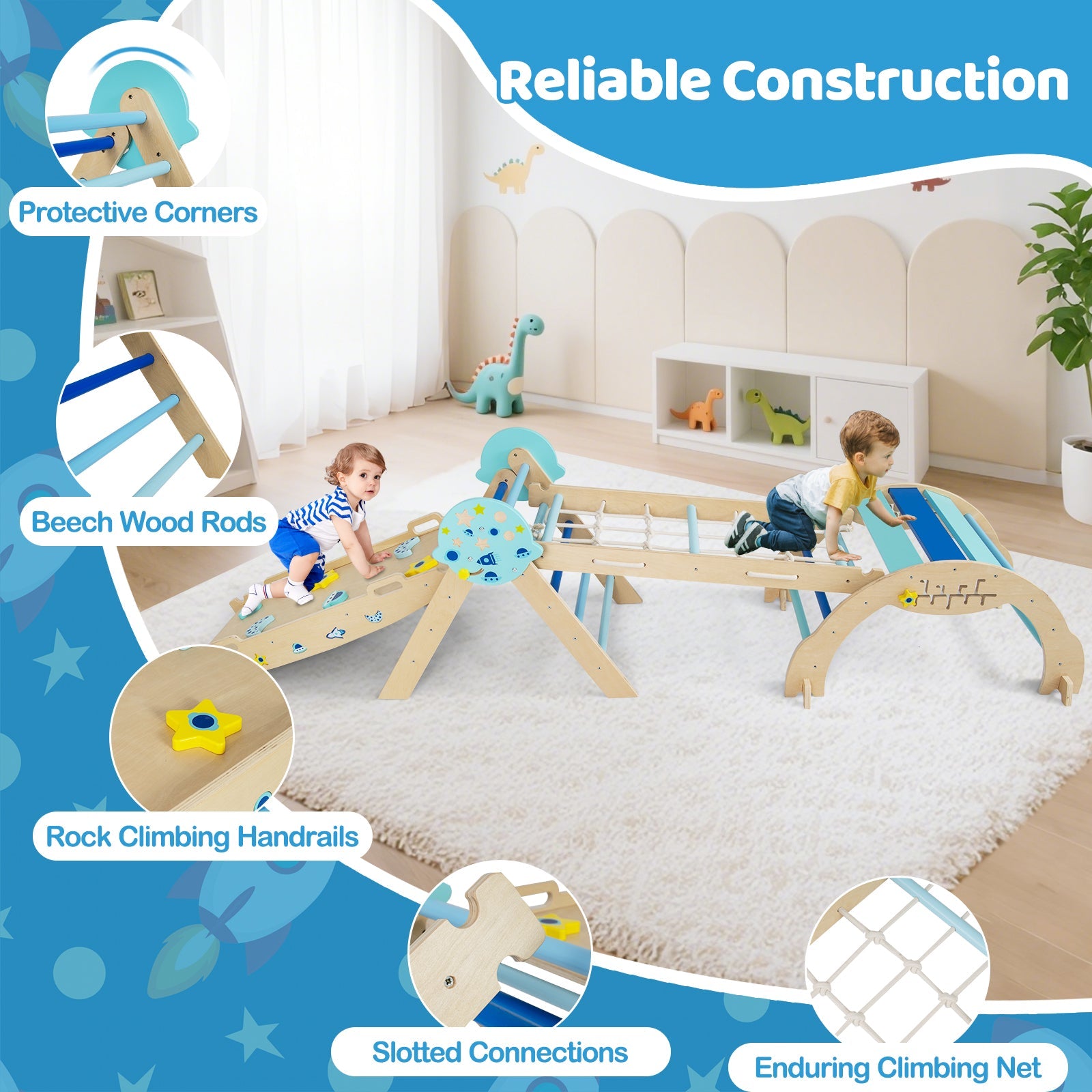 Triangle Set 8-in-1 Foldable Baby Climbing Toys Astronaut/Unicorn Theme