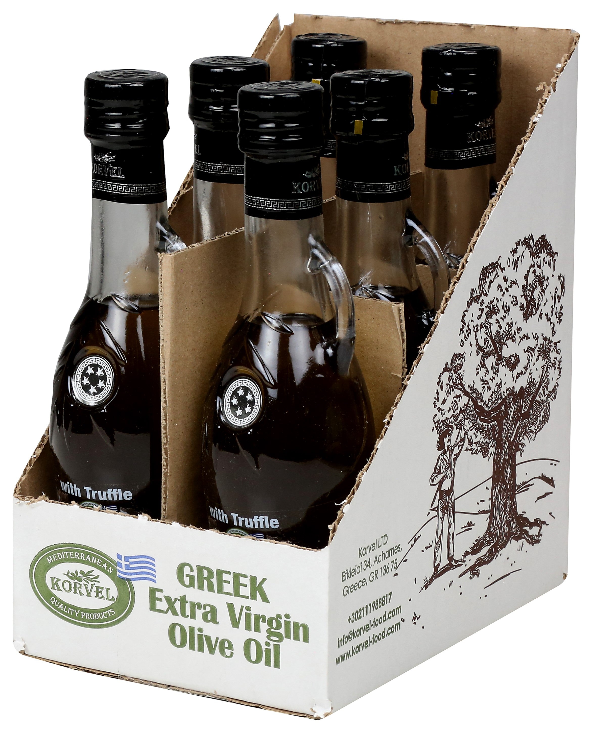 KORVEL Greek Extra Virgin Olive Oil with Truffle, 8.45 fl oz - 6 Pack