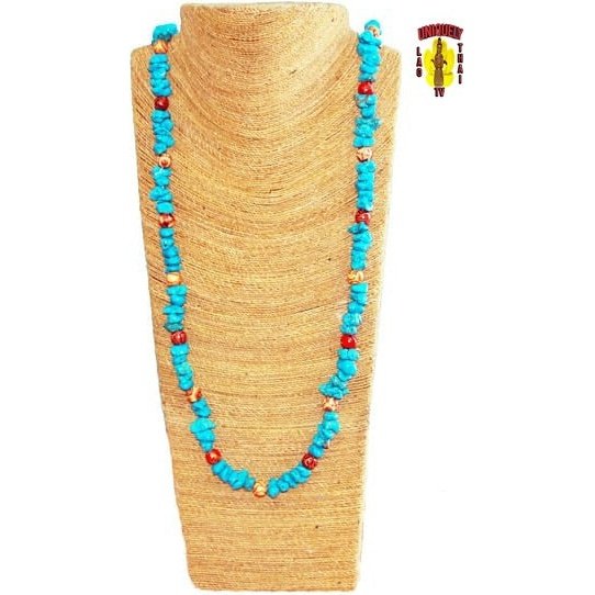Turquoise Necklace Red Stone Accent