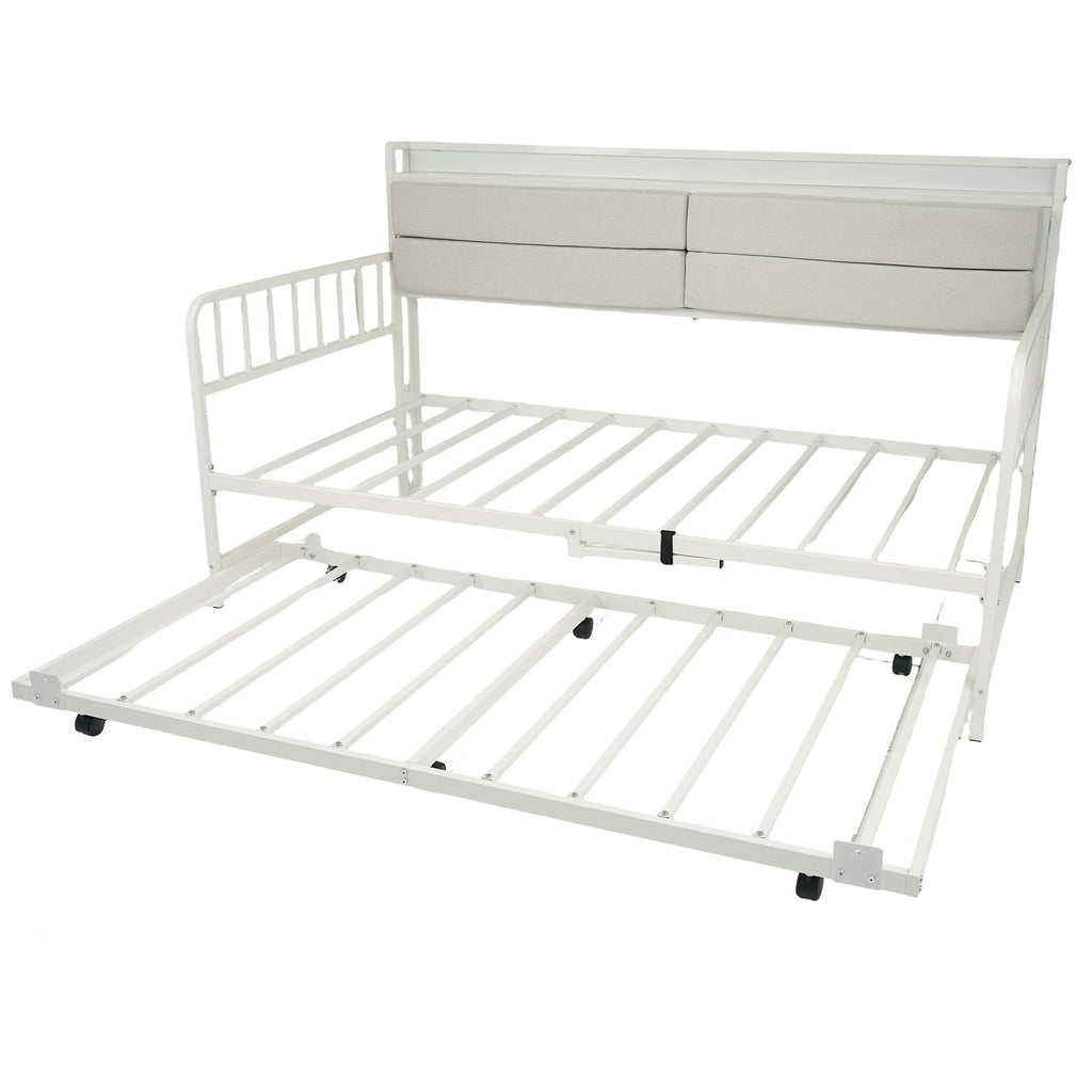 Twin Size Daybed with Trundle and Metal Bed Frame with Headboard