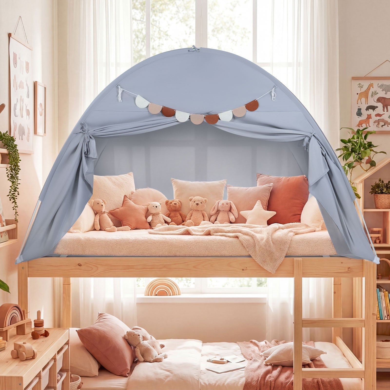Twin Size Indoor Canopy Tent for Kids with 2 Window and Suits 3+