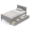 Twin Size Sleigh Bed with 2 Storage Drawers Wood Platform Bed Frame