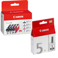 New, Pre-Owned - Canon PGI-5 Black / CLI-8 Black, Colors 5-Pack Ink Cartridges