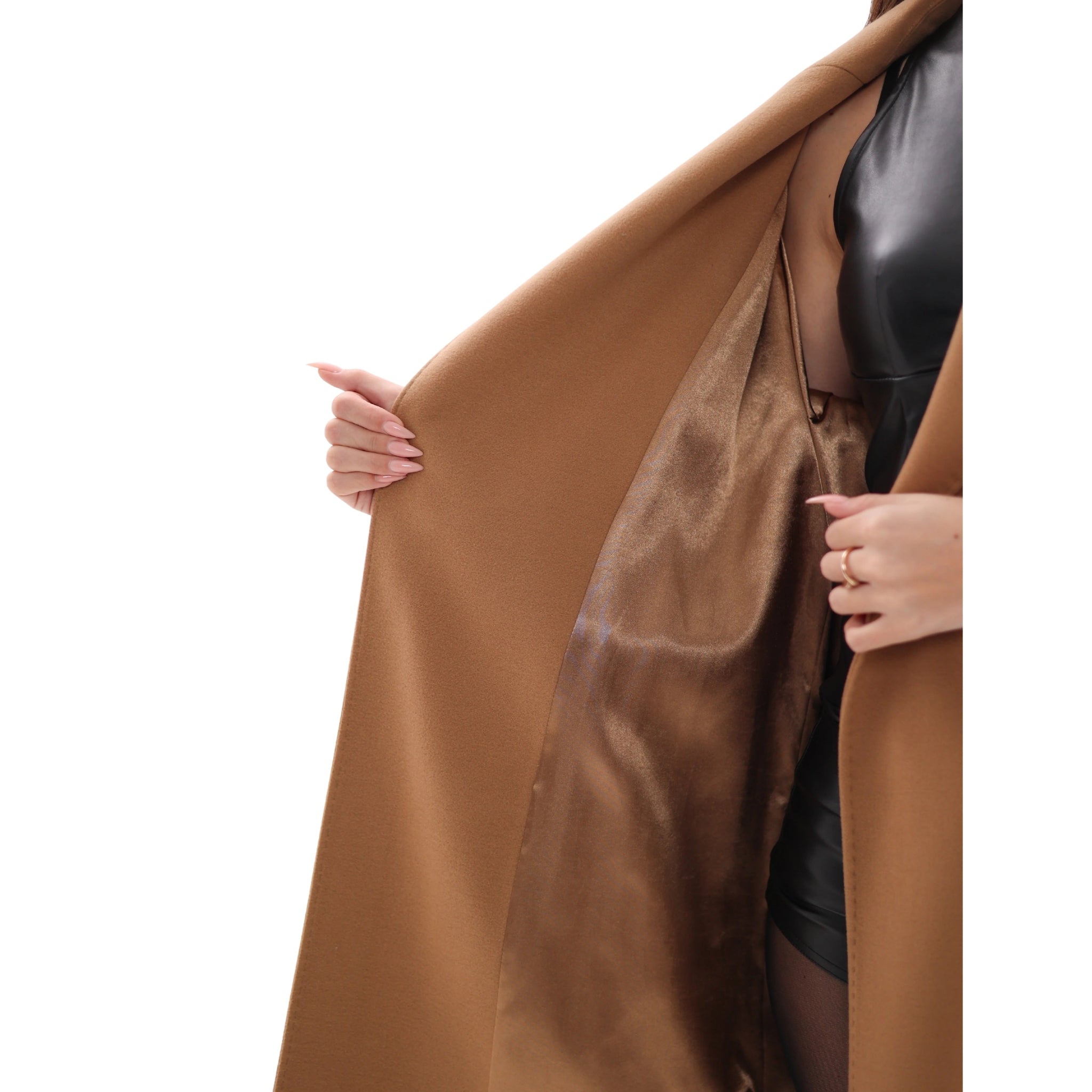 Cambridge Comfort Classic Wraparound Wool Blend Overcoat in Camel