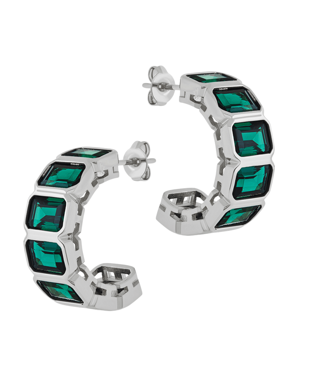 Nyssa Bezel CZ Station Hoop Earrings