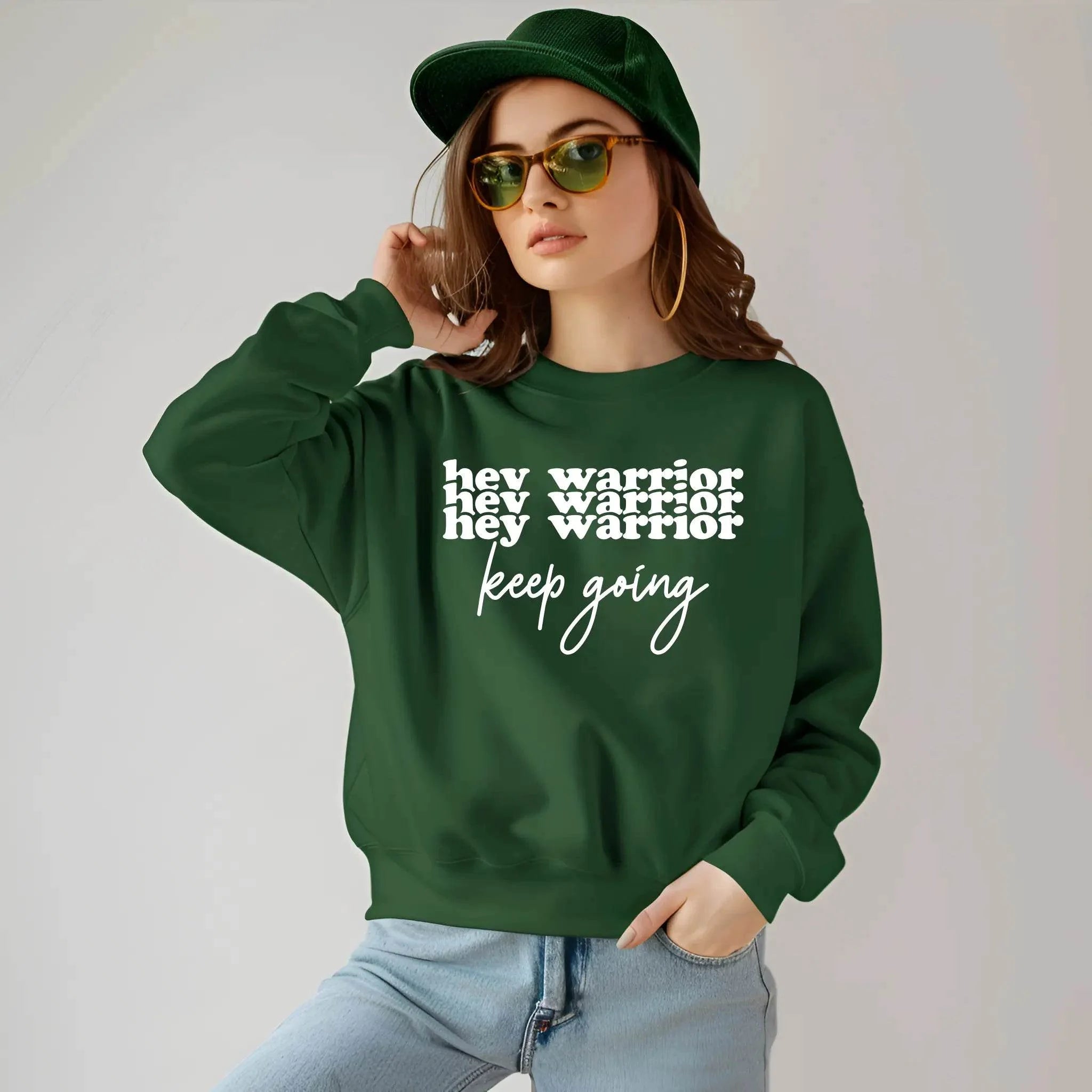 Hey Warrior Keep Going Sweatshirt – Cozy & Motivating