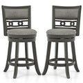 26" Counter Height Bar Chair with Wooden Frame Swivel Seat and Footrest for Pub Bar Restaurant
