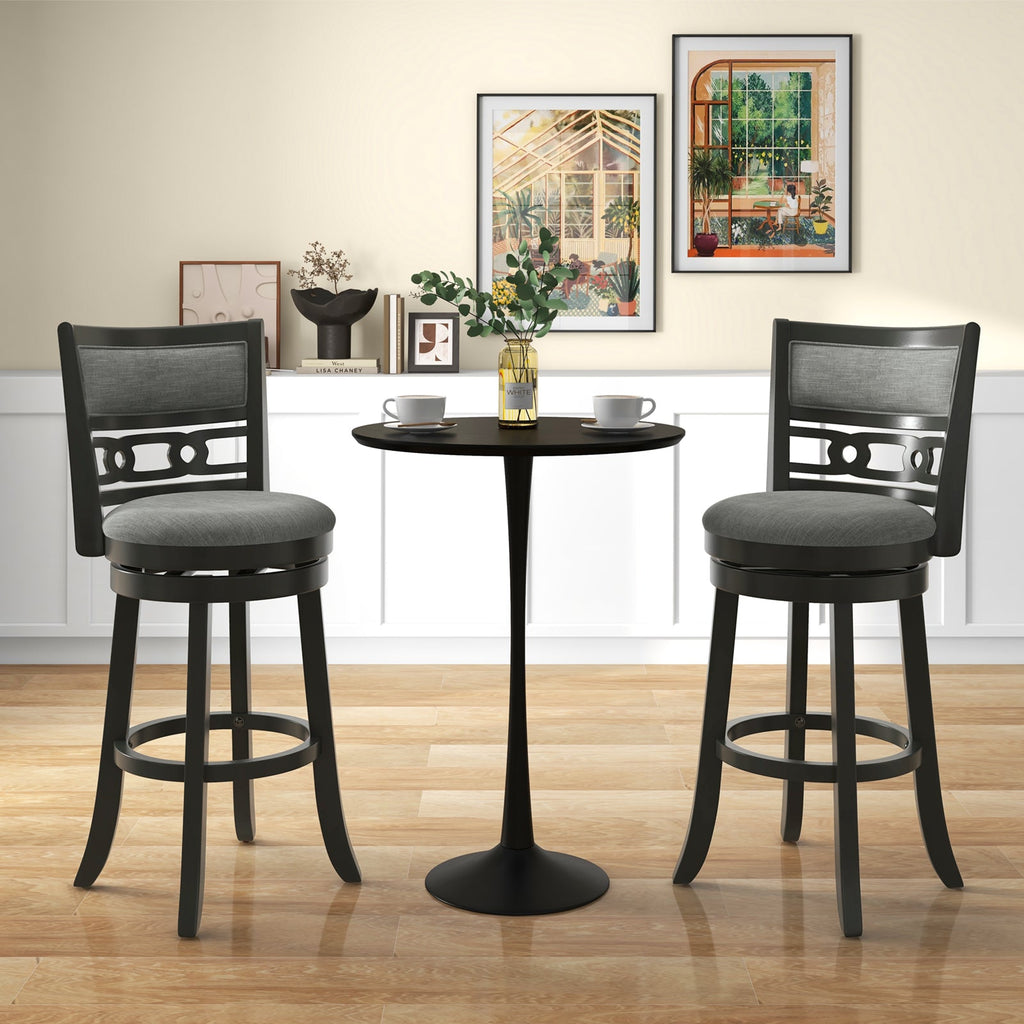26" Counter Height Bar Chair with Wooden Frame Swivel Seat and Footrest for Pub Bar Restaurant