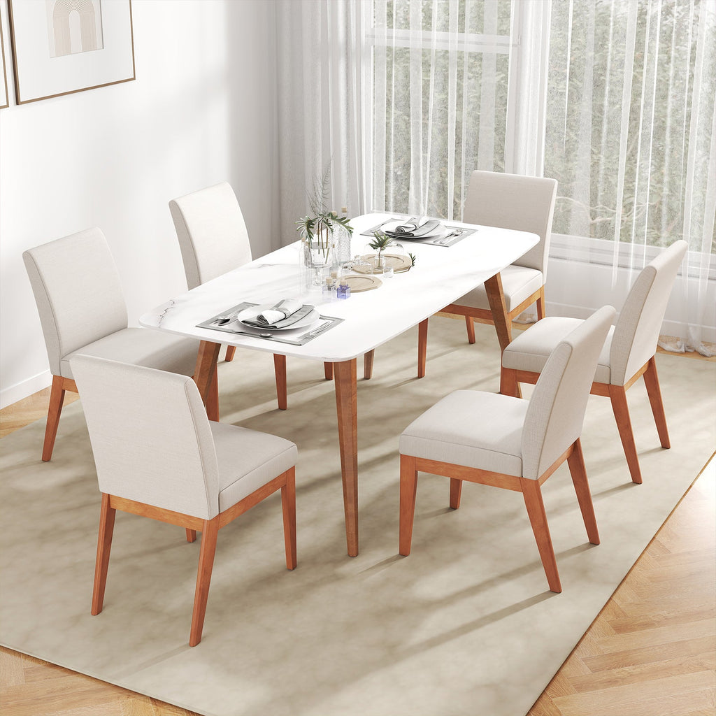Upholstered Dining Chairs Set of 2 Kitchen Armless Side Chairs with Rubber Wood Legs-Beige
