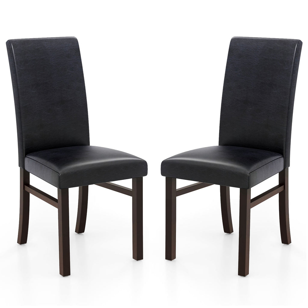 Upholstered Dining Chairs Set of 2 with Solid Rubber Wood Legs