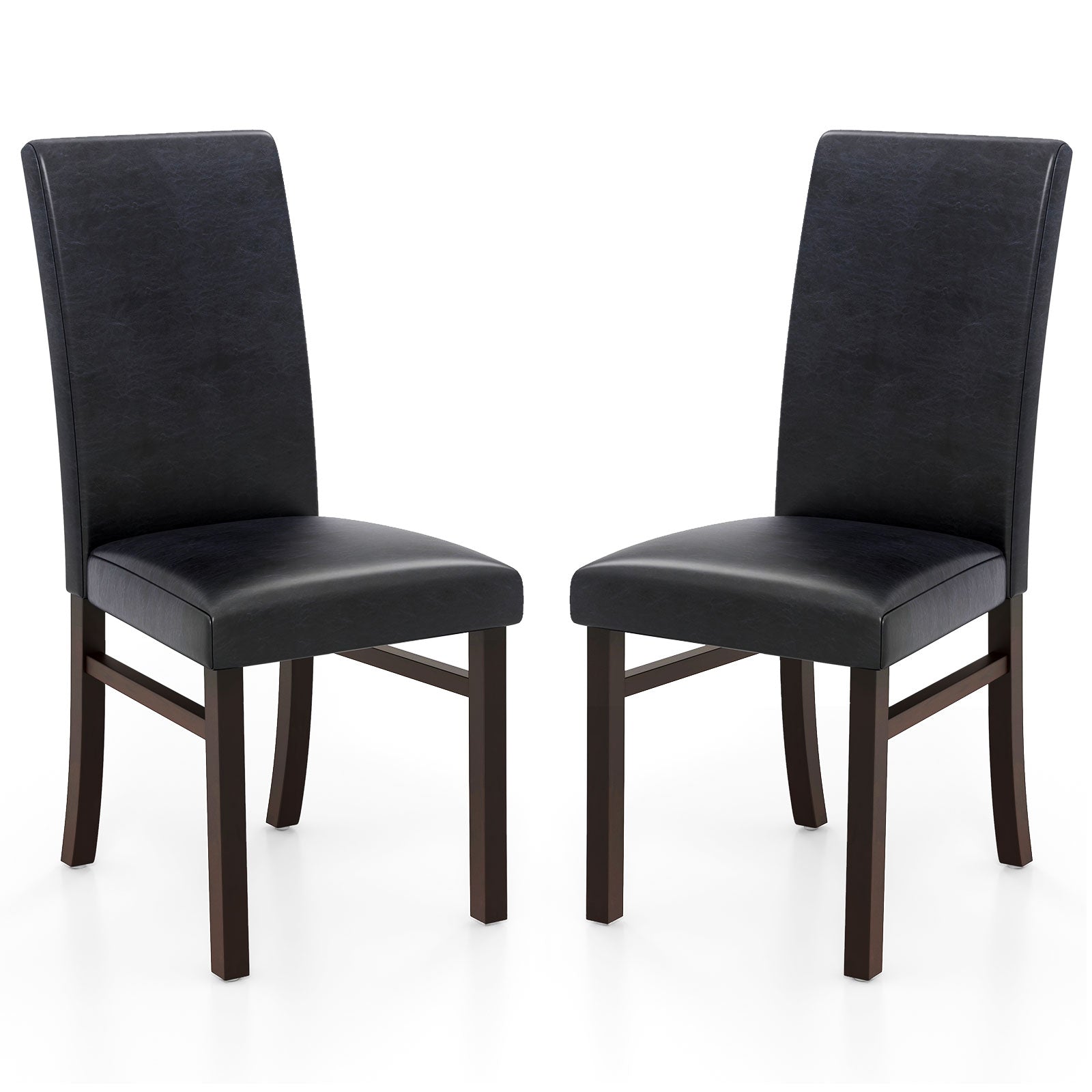 Upholstered Dining Chairs Set of 2 with Solid Rubber Wood Legs