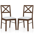 Upholstered Side Dining Chairs Set of 2 with Rubber Wood Frame