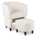 Upholstered Velvet Barrel Chair with Ottoman