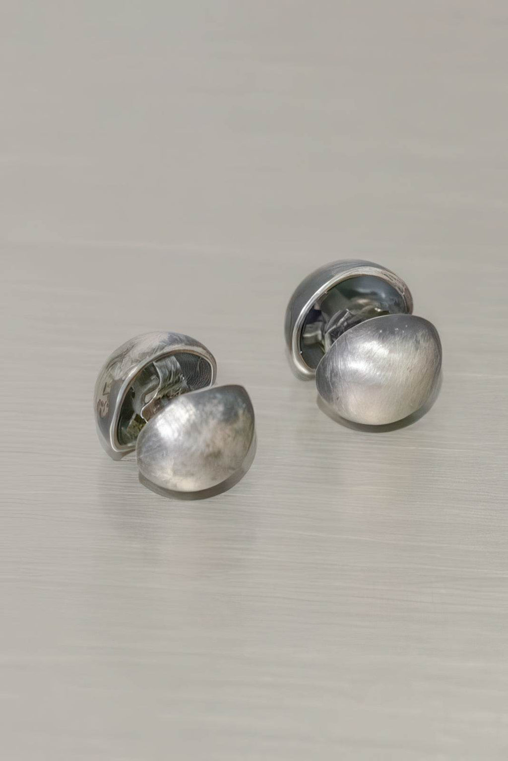 Vintage Dimensional Earrings - Distressed Double-Sided Hemisphere Studs