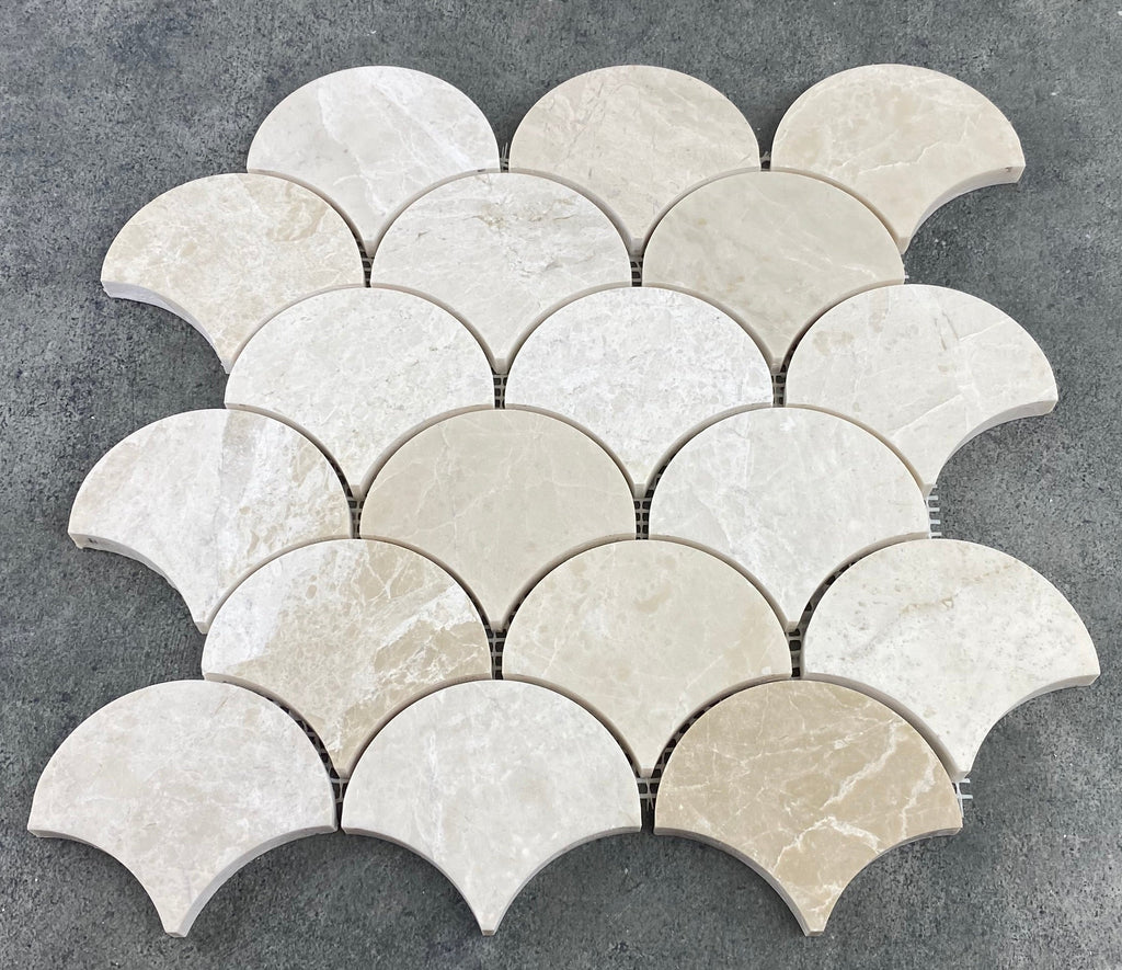 Vanilla Beige Marble Laguna Mosaic Tile - Pre Assembled Mesh 12x12