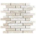 Vanilla Beige Marble Strip Liner Mosaic Tile - Honed Mesh 12x12