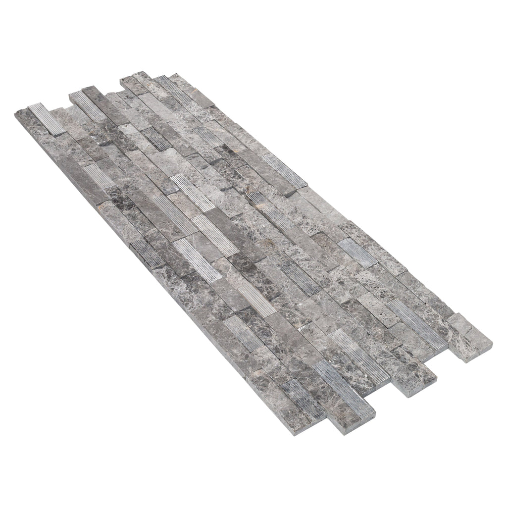 Gray Marble Ledger Panel Wall Tile 6x24 - Ventana Natural Stone 3D Textured Finish