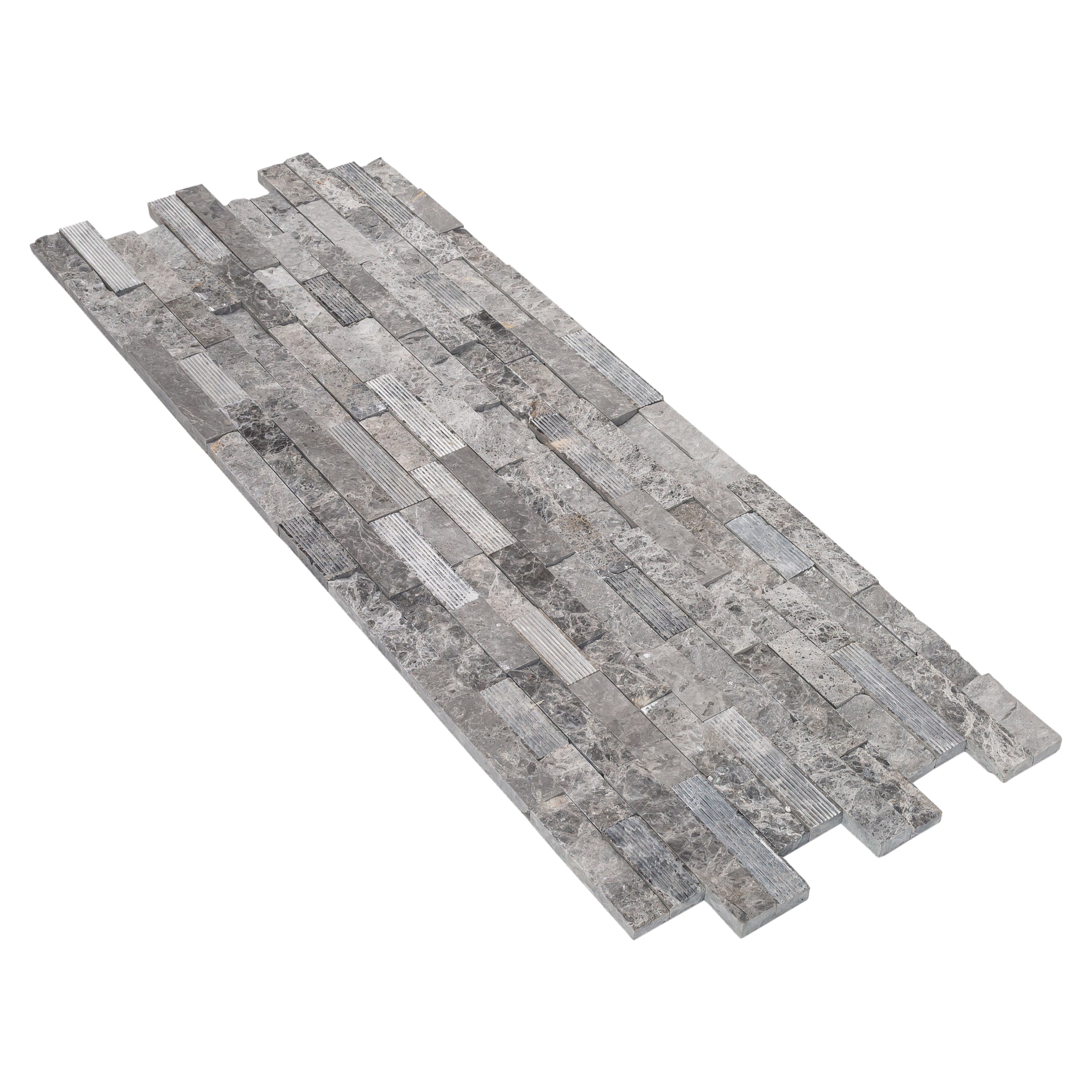 Gray Marble Ledger Panel Wall Tile 6x24 - Ventana Natural Stone 3D Textured Finish