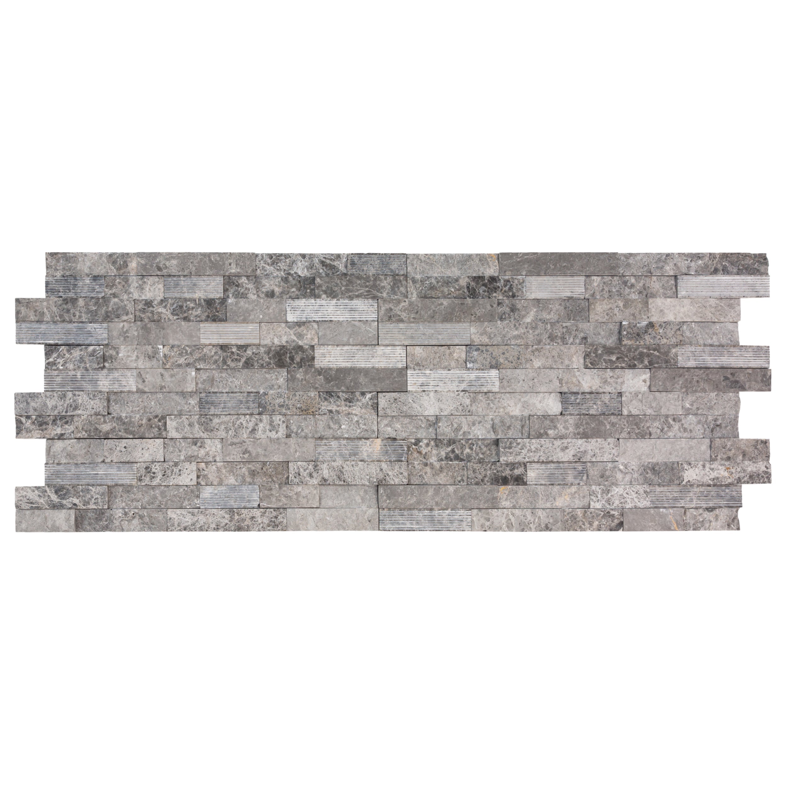 Gray Marble Ledger Panel Wall Tile 6x24 - Ventana Natural Stone 3D Textured Finish